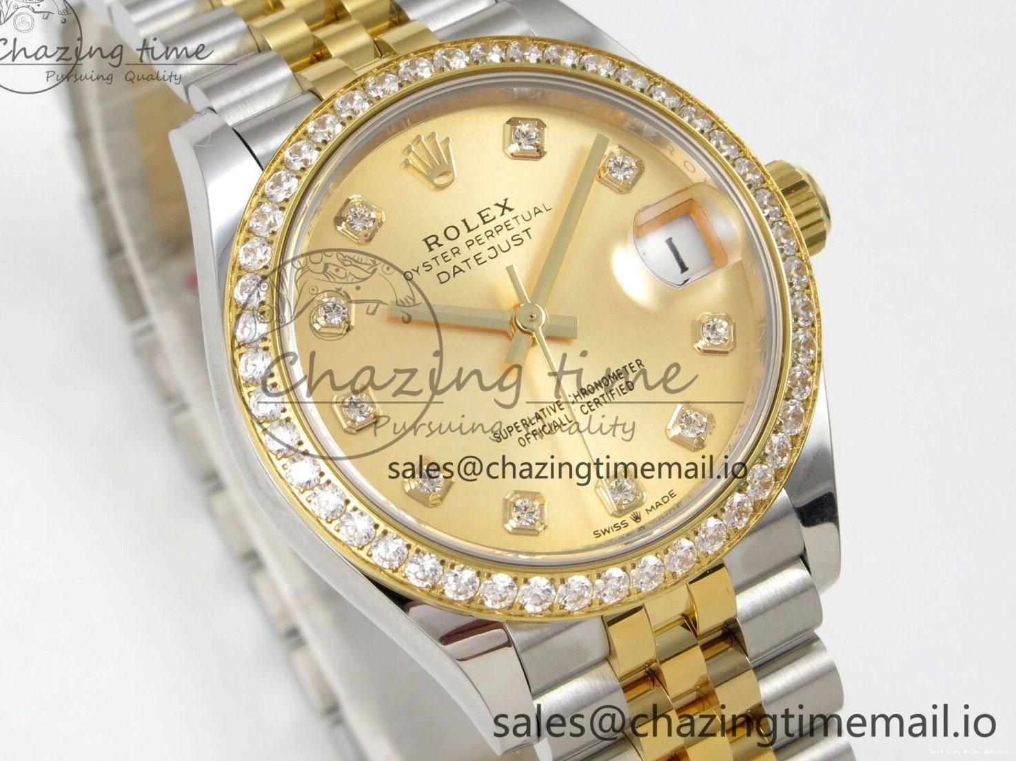 Good Copy Rolex Watches YG Diamonds Steel Bracelet 31 Jubilee THBF YG DateJust 1:1 Dial Edition Bezel SS 278383RBR 904L HZ Vibrant on Best 46 Diamonds Cal. 1220